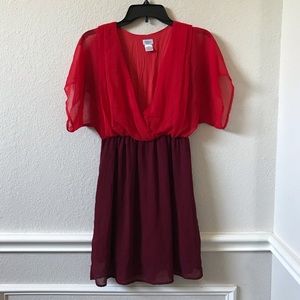 Charming Charlie Batwing Sleeve Plunge Vneck Dress Size Small